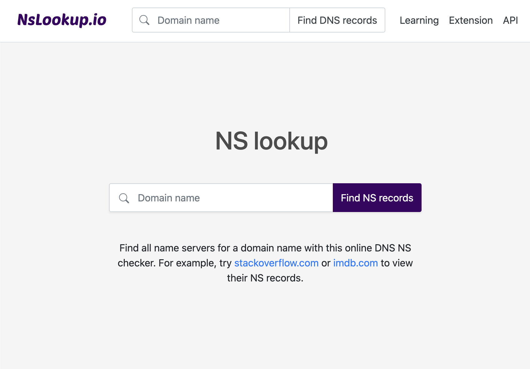 Open the NS lookup tool